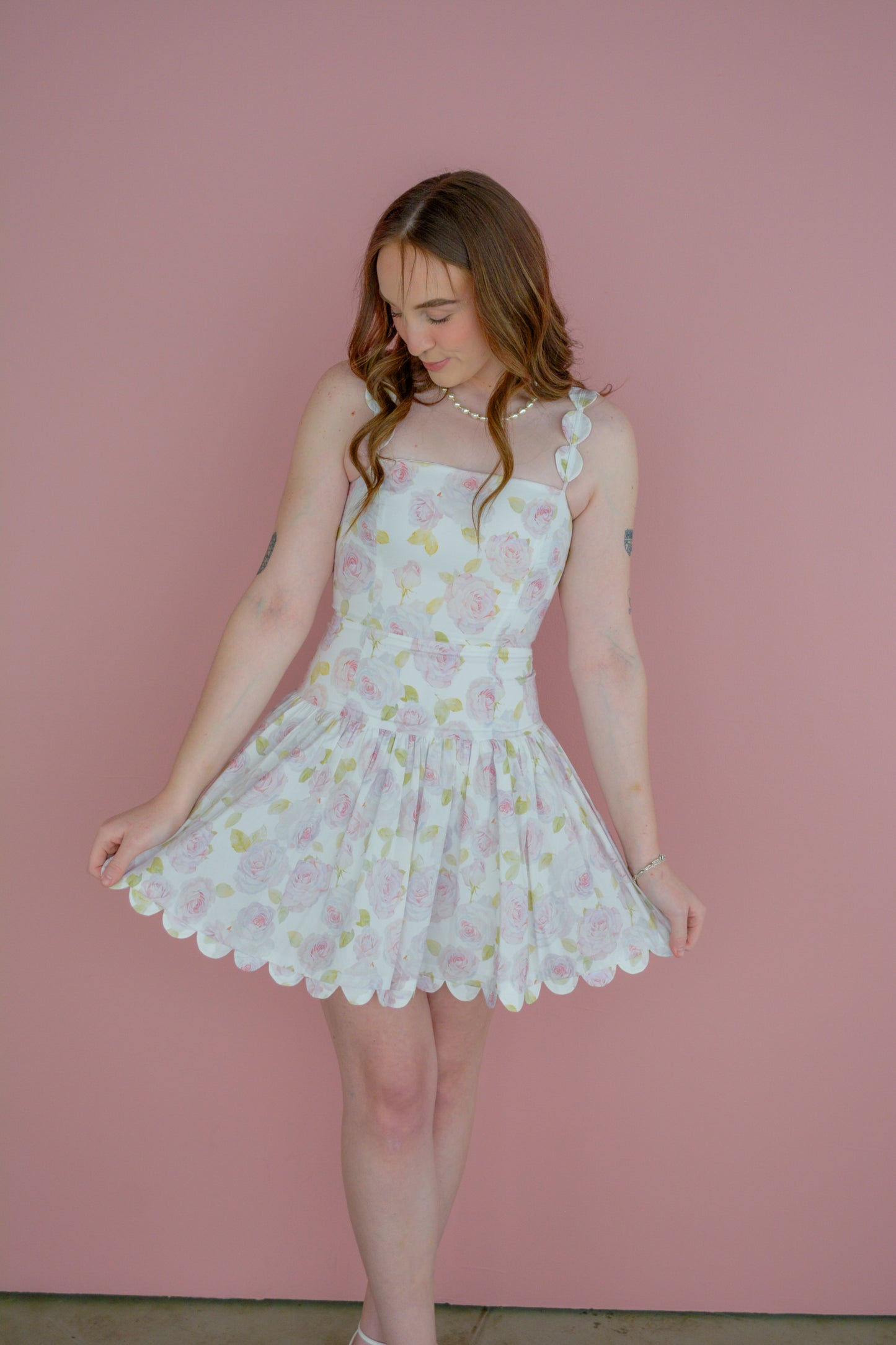 Mable Sweet Summer Songs dress displayed on a hanger with floral pattern and lightweight fabric, perfect for warm weather.