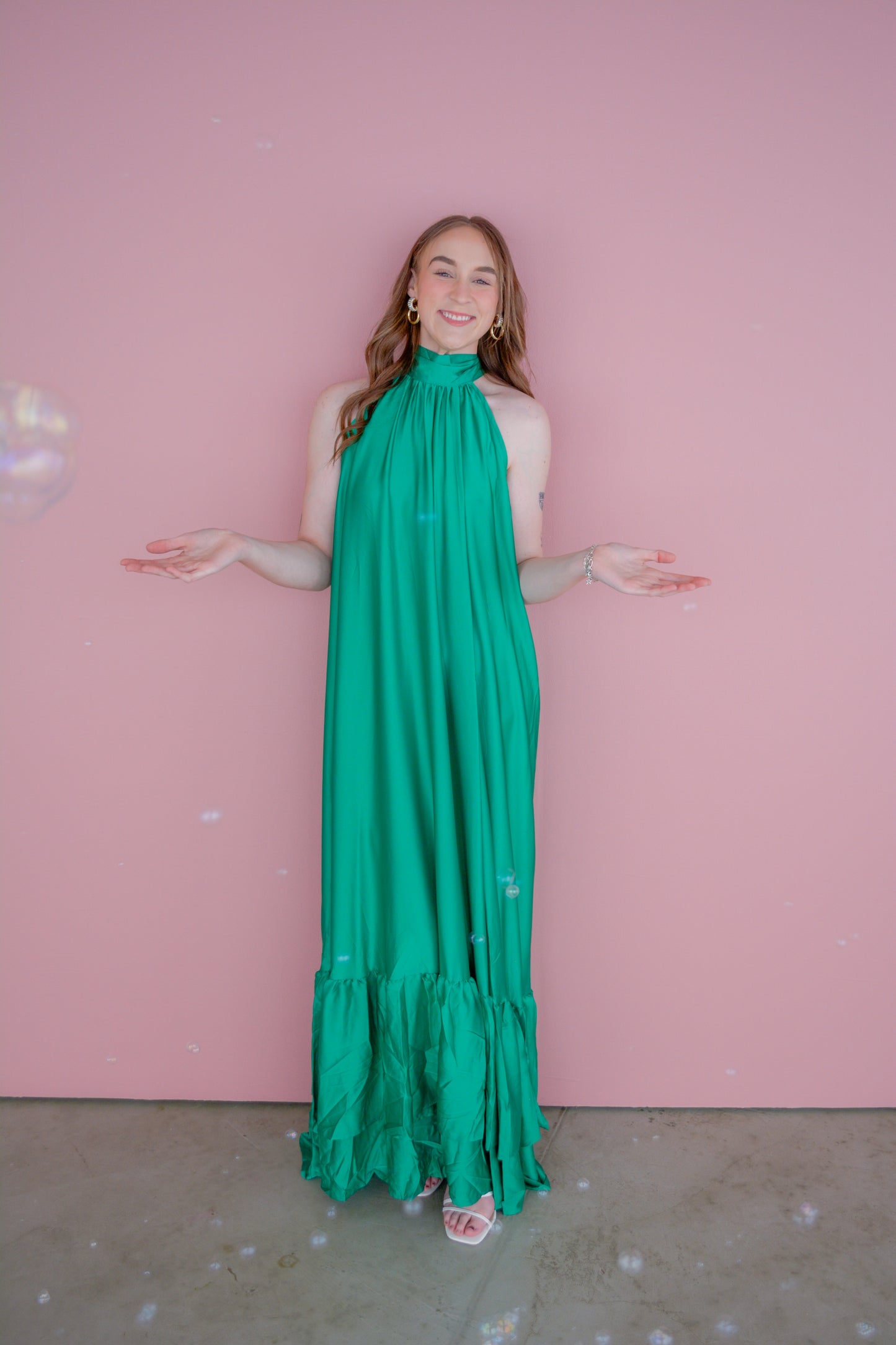 Jewel Tones Satin Maxi Dress
