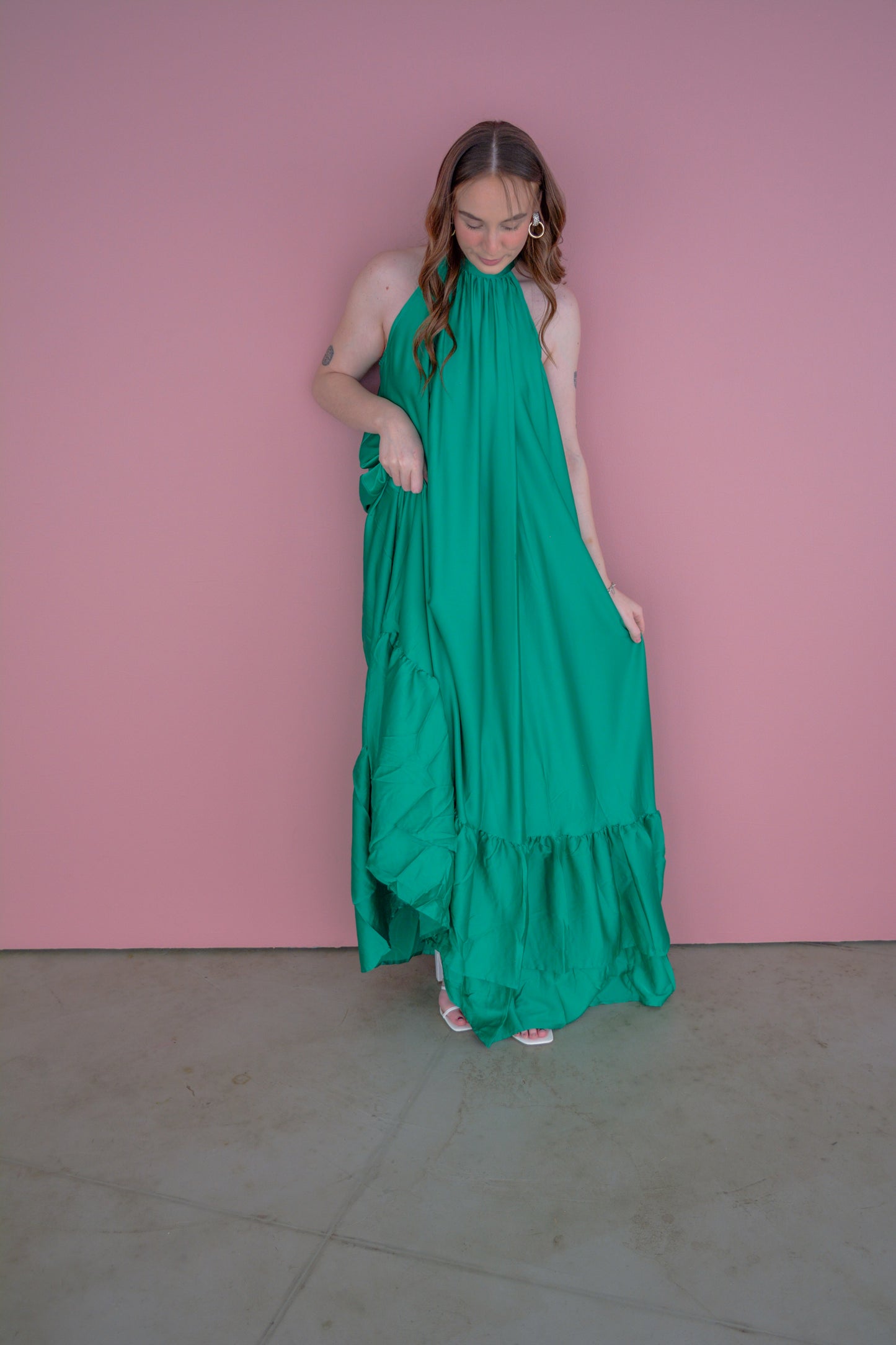 Jewel Tones Satin Maxi Dress
