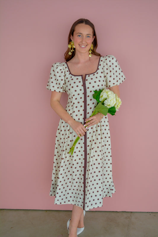 Sienna Cream Polka Dot Maxi Dress