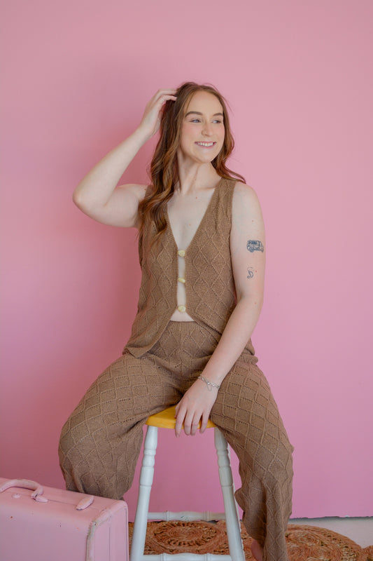 Surf Gypsy Cocoa Coast Knit Tank top featuring a soft, cozy knit fabric and a stylish, casual design.