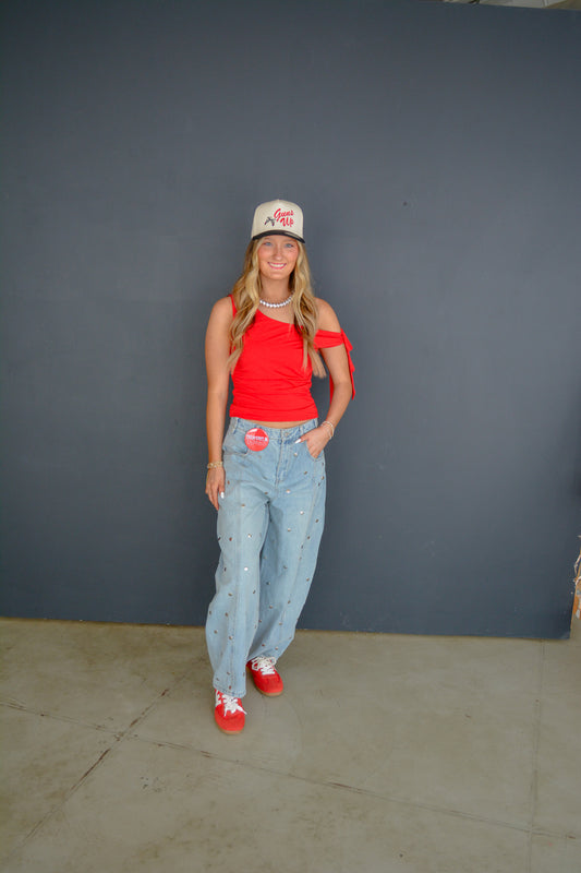 Studded Chic Barrel Jeans