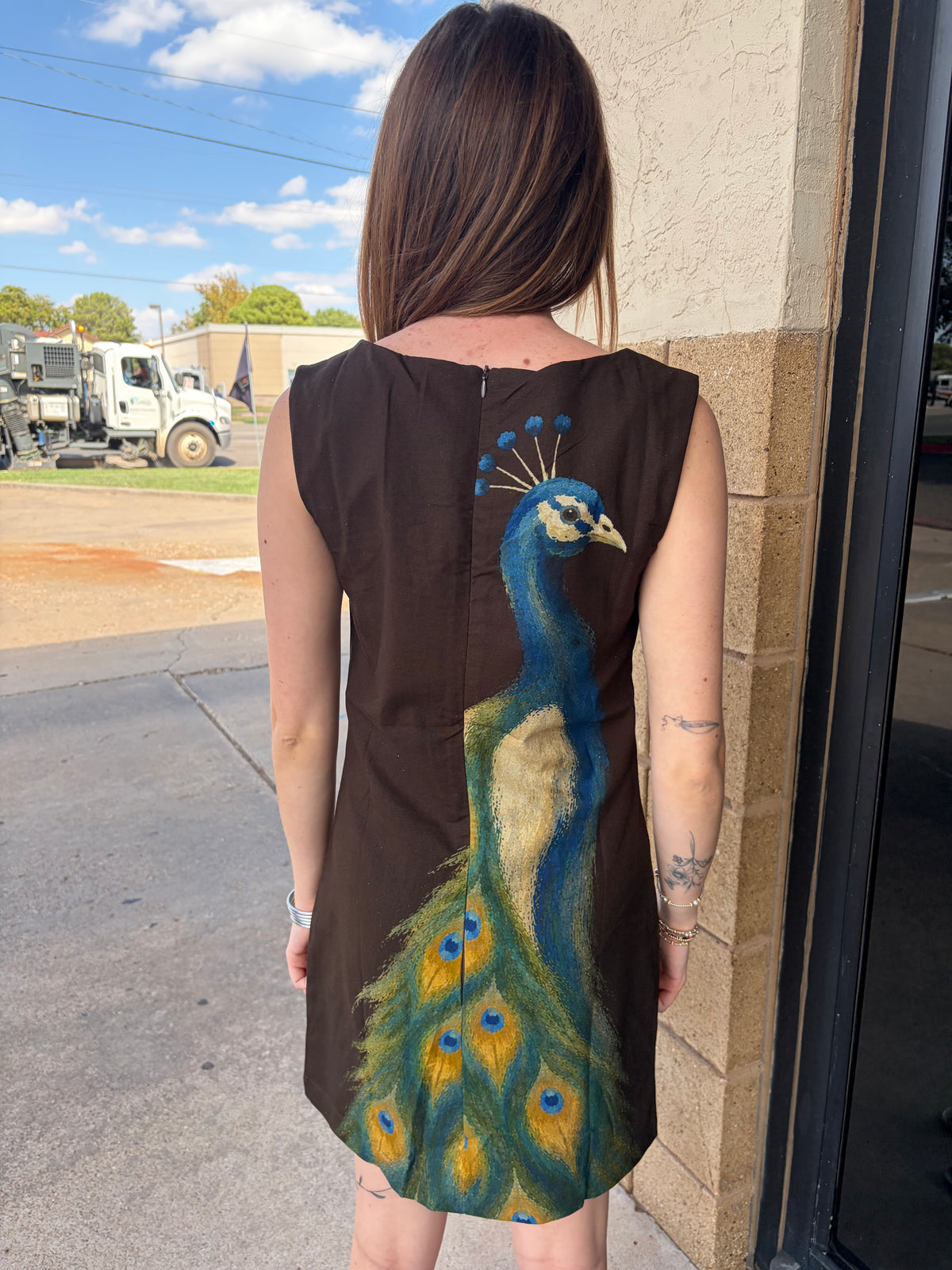 Chocolate Peacock Mini Dress