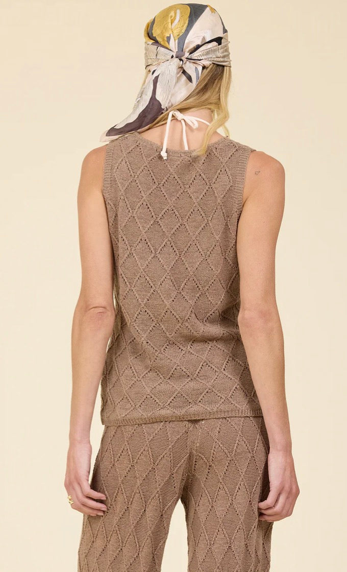 Surf Gypsy Cocoa Coast Knit Tank top, featuring a lightweight, sleeveless design with a relaxed fit and textured knit pattern.
