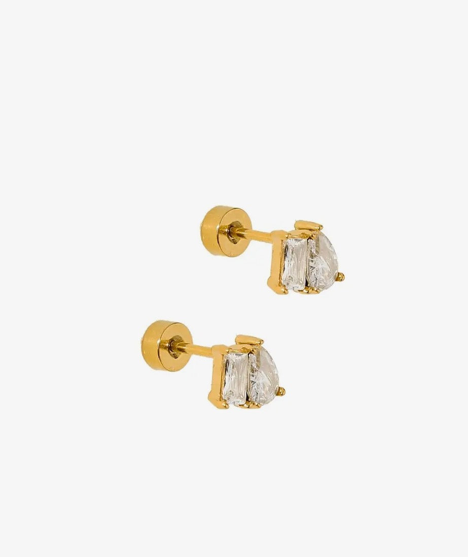 Silver Maren screwback earrings by Linny CO featuring sleek, modern design with secure screwback closure.