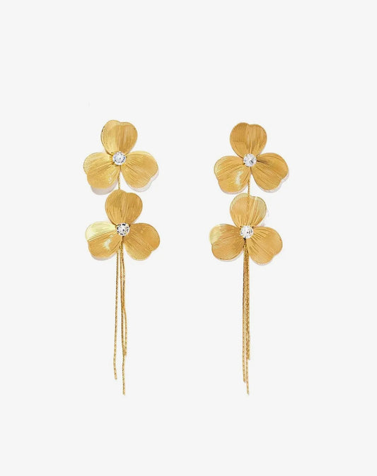 Linny CO Sydney Statement Earrings with bold, modern design featuring geometric shapes and metallic finish.