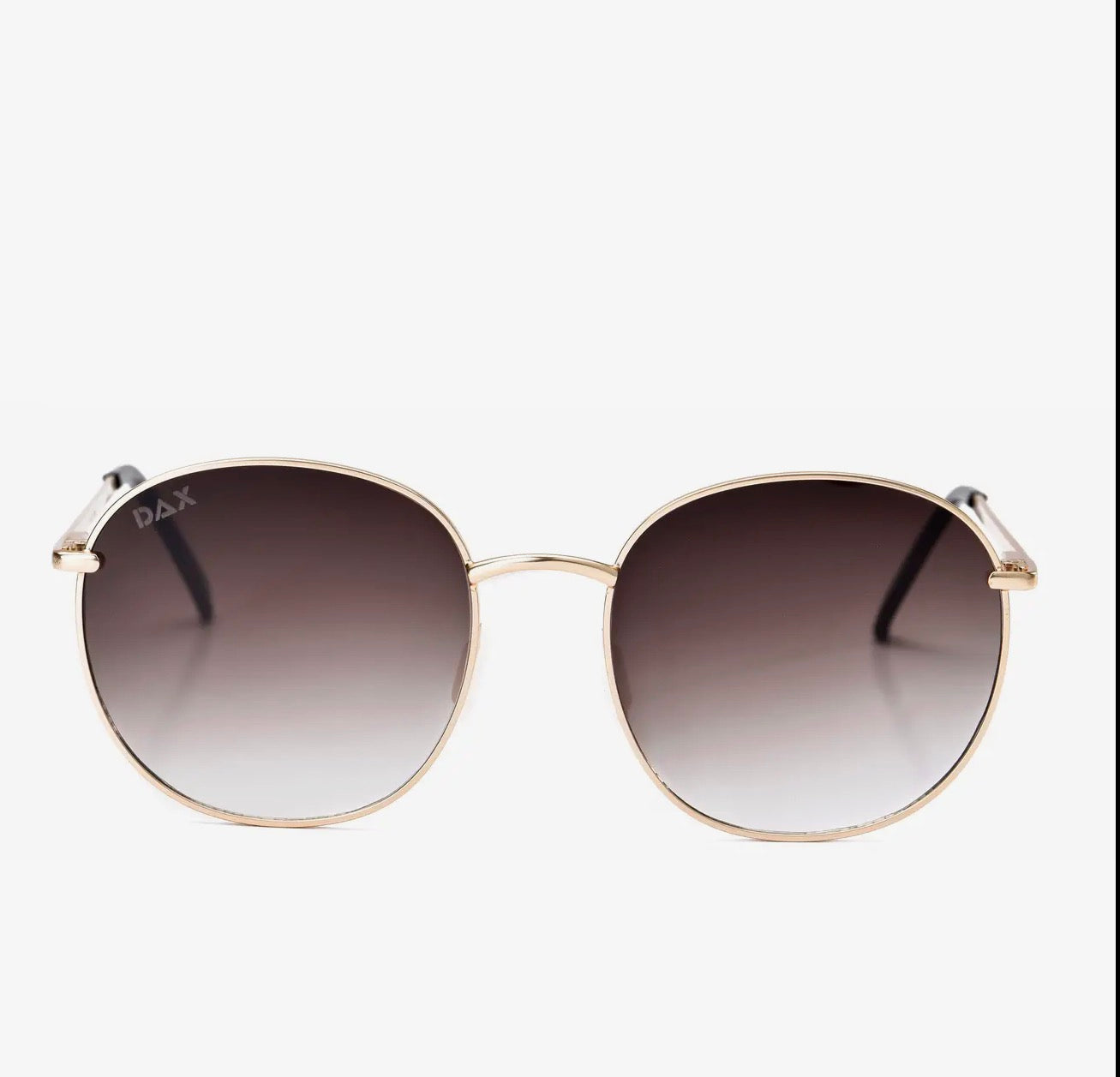 Brown Georgie Dax Eyewear sunglasses with full frame and stylish design, shown on a clean white background.