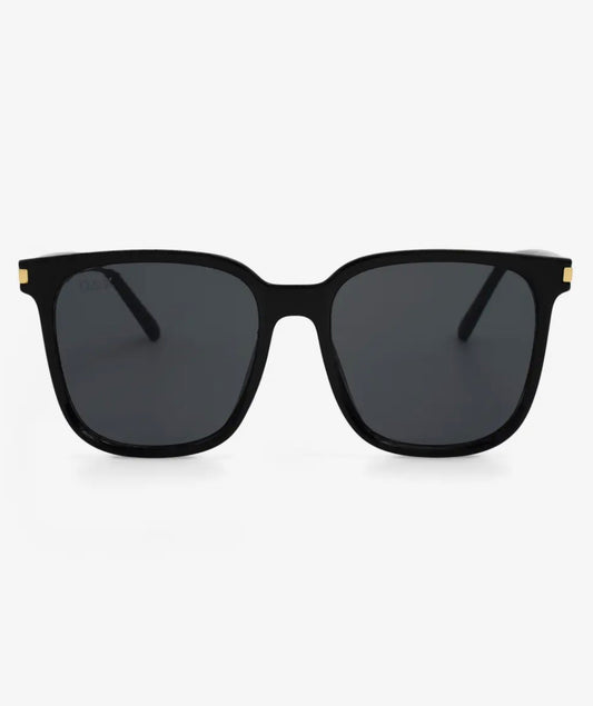 Ella black Dax Eyewear glasses with full frame and clear lenses, shown from a front-facing view.