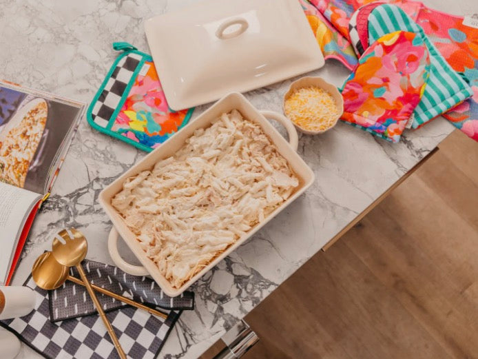 Crae.home pot pads set with colorful, heat-resistant fabric protect surfaces from hot cookware in kitchen and dining areas.