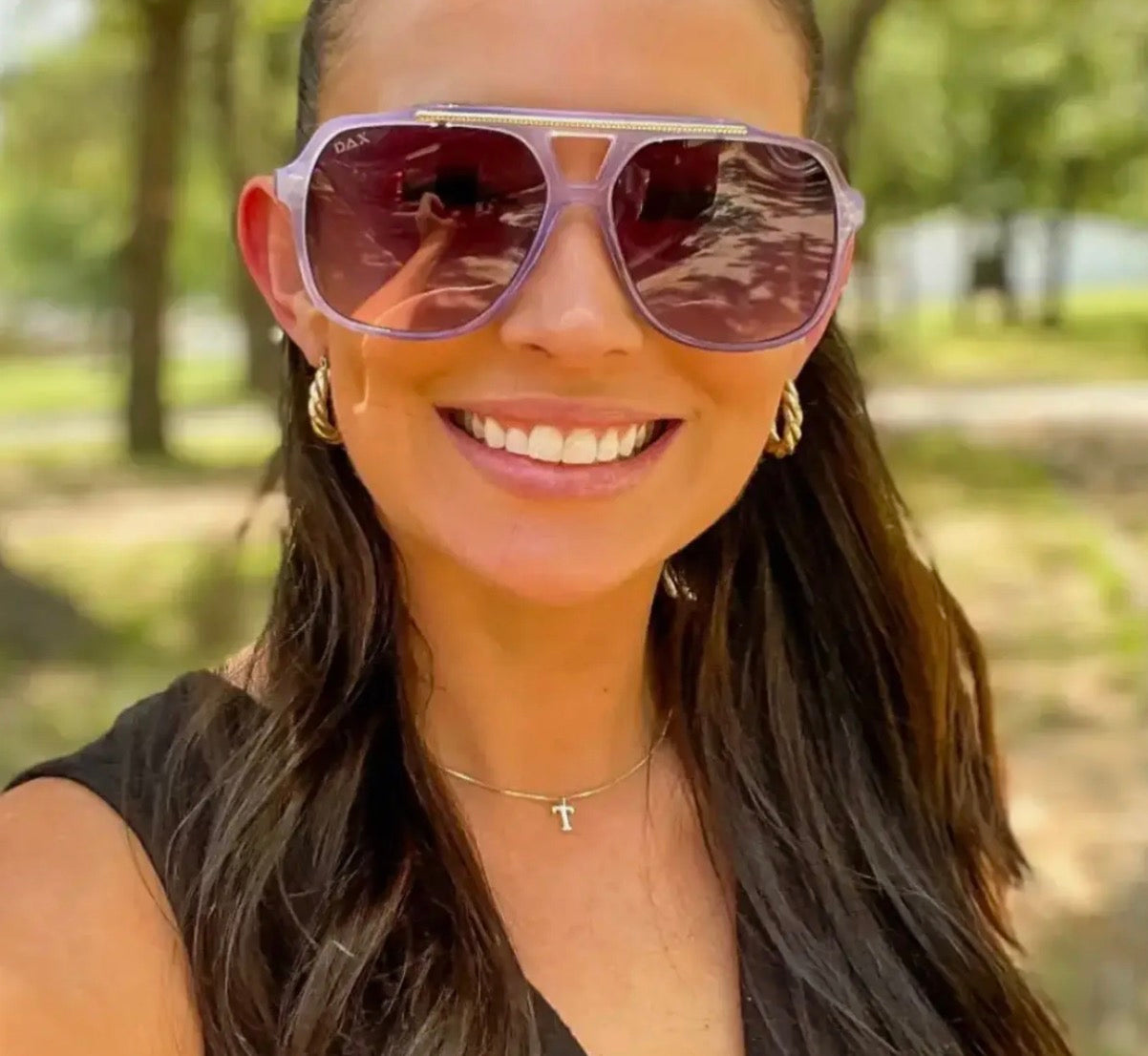 Astrid Dax Eyewear in purple with full-rim rectangular glasses, showcasing a stylish, modern eyewear design.