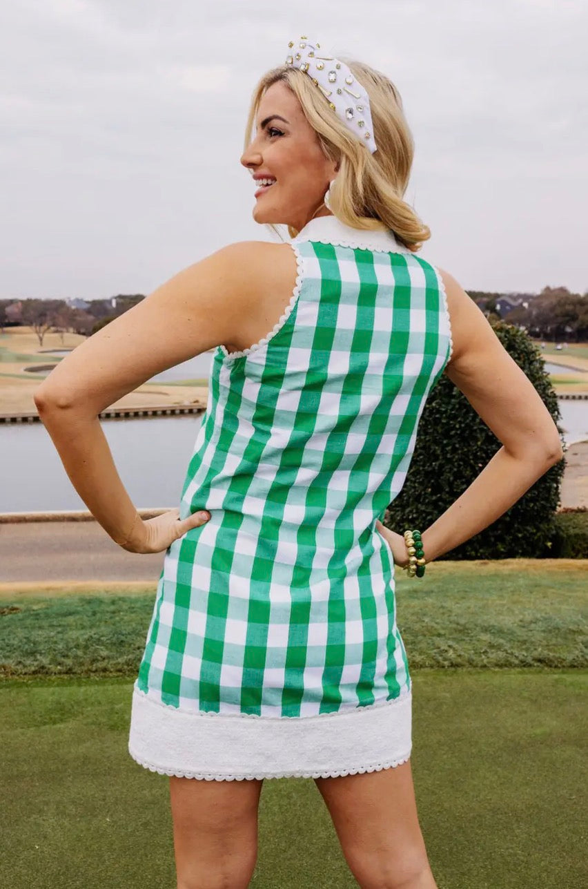 Brianna Cannon Picnic Darling Dress shown full-length with floral pattern and ruffled hem on a model.