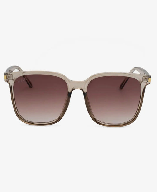 Dax Eyewear Ella brown full-rim eyeglasses with rectangular frames, showcasing stylish and professional eyewear design.