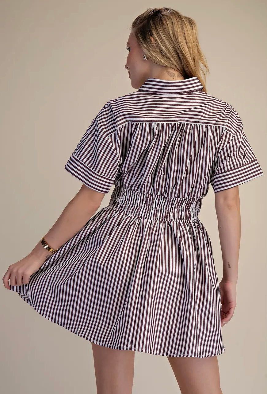 GLAM Latte Love mini dress shown in a full-length view, featuring a stylish fit and casual neckline in a soft, latte color.
