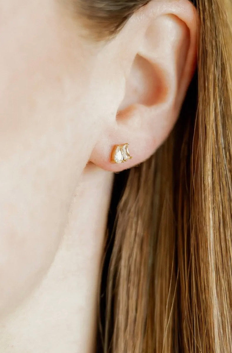 Silver Maren screwback earrings from Linny CO featuring minimalist design and secure screwback closures.