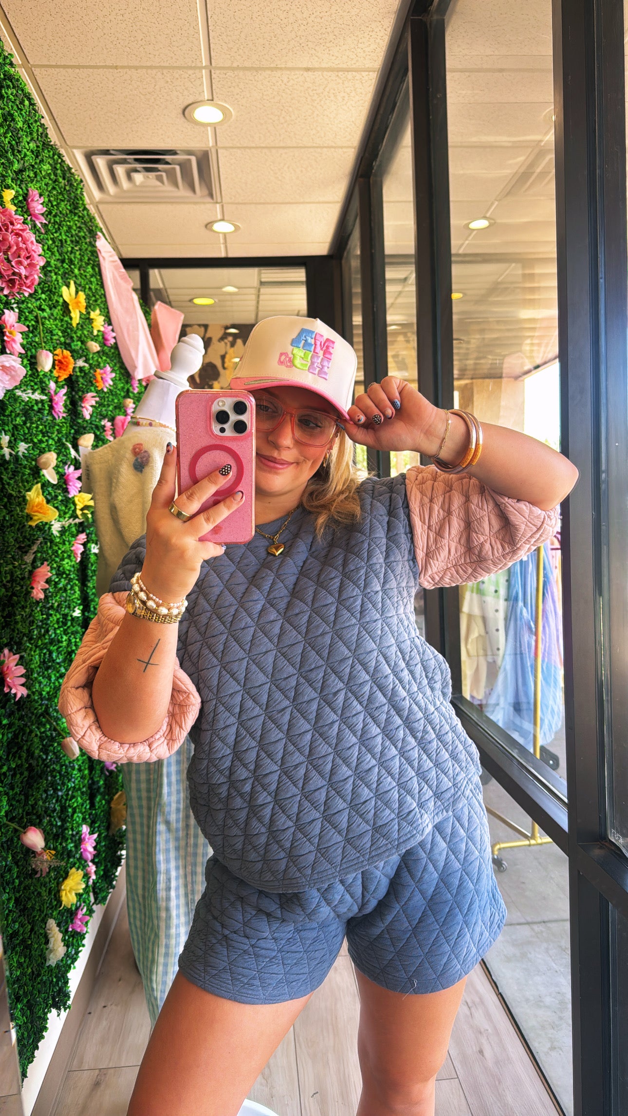Pink MAHJ Hat by Summer Tees featuring a casual, stylish design perfect for sunny days and outdoor wear.