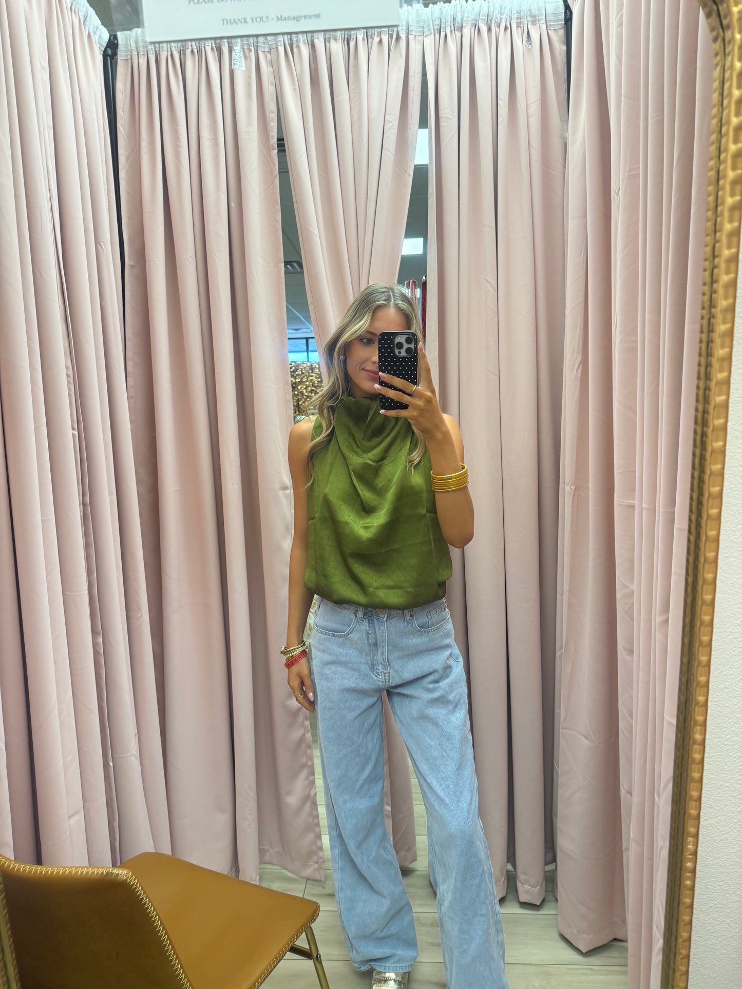 Olive Glow Draped Neck Top