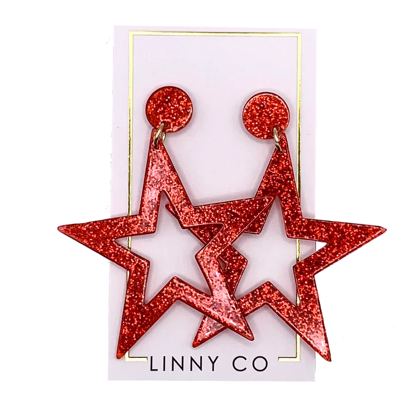 Glory Earrings in Sparkle Red