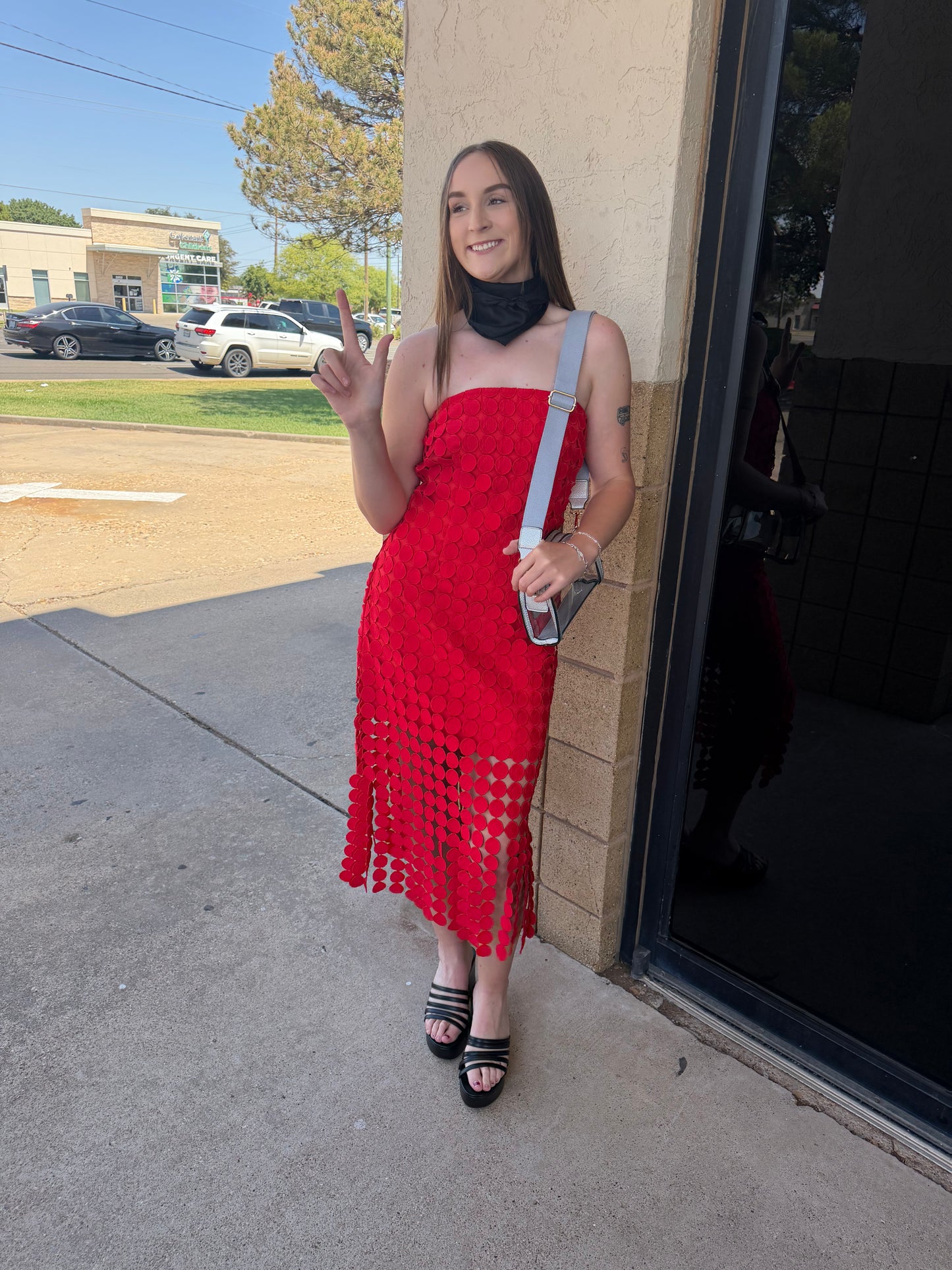 Game Day Lace Fringe Dress