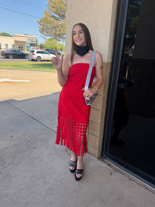 Game Day Lace Fringe Dress