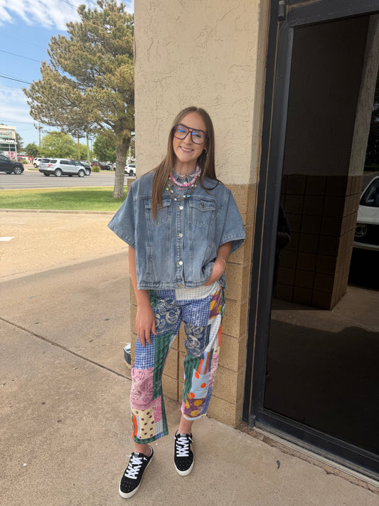 Denim Cape Top