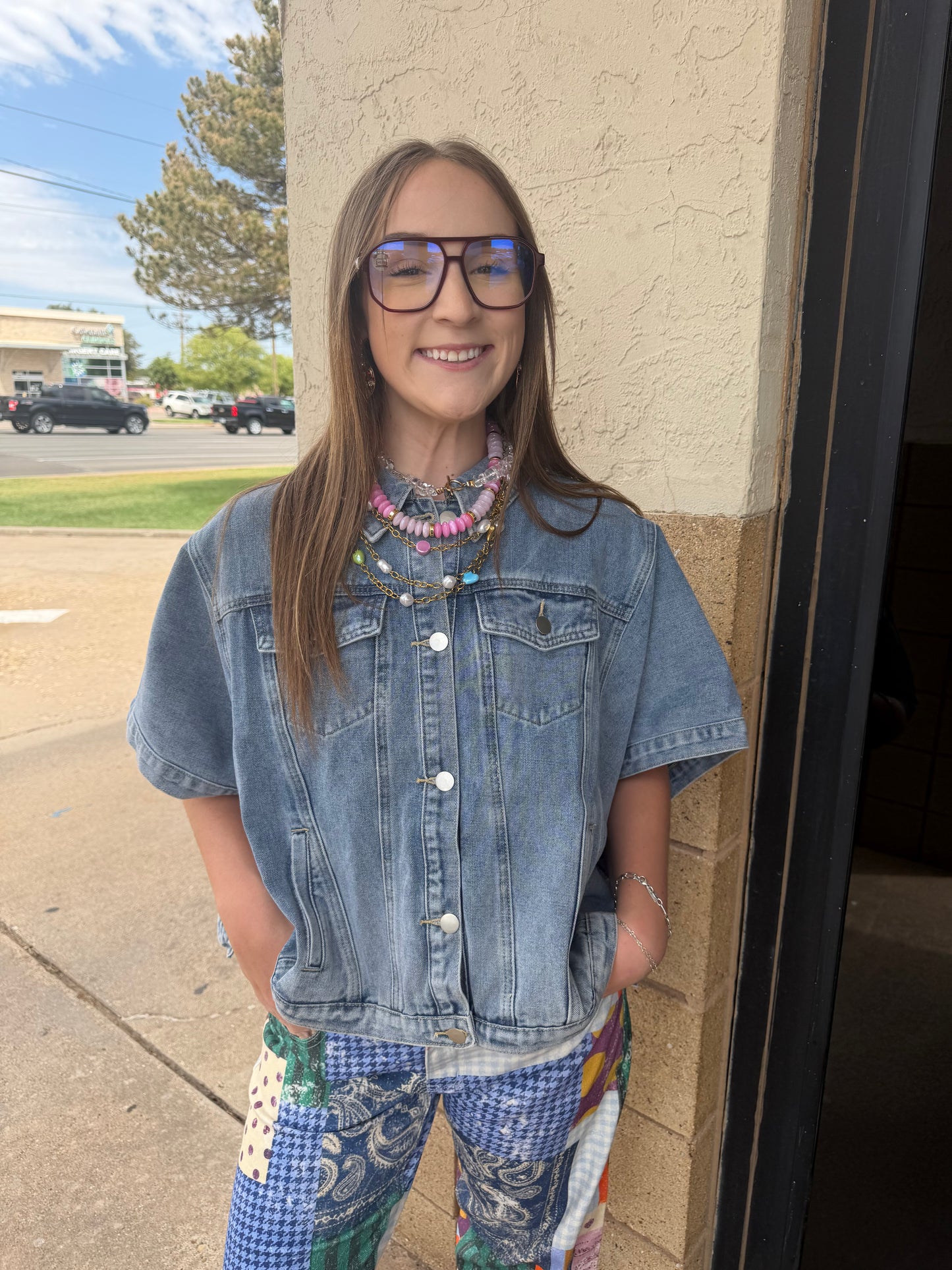 Denim Cape Top