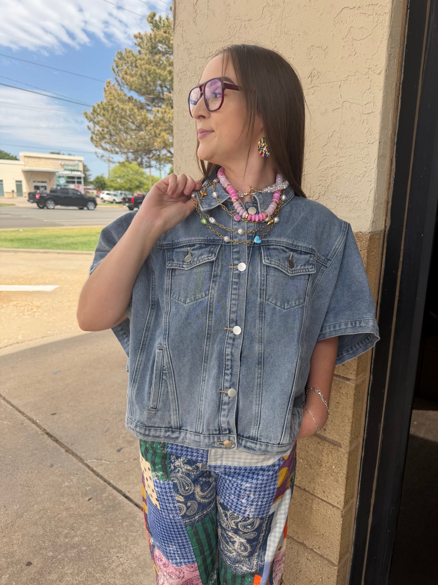 Denim Cape Top