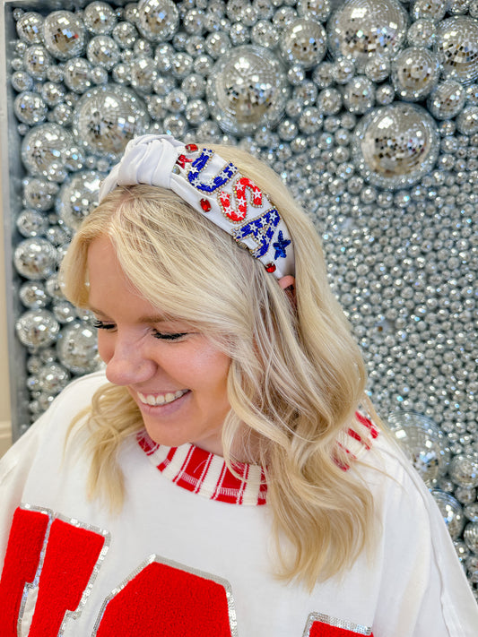 USA Beaded Headband