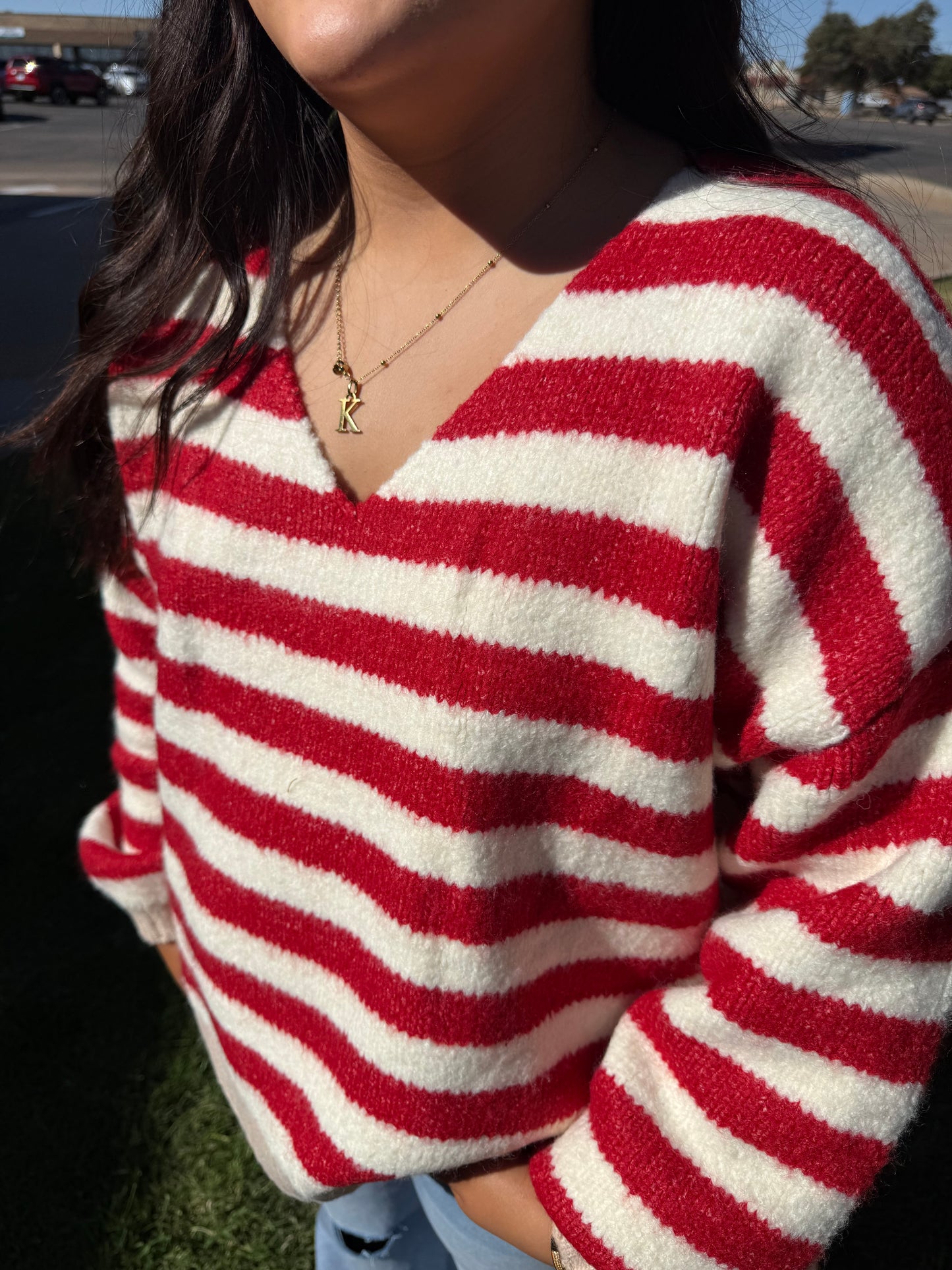 Striped & Chic V-Neck Sweater