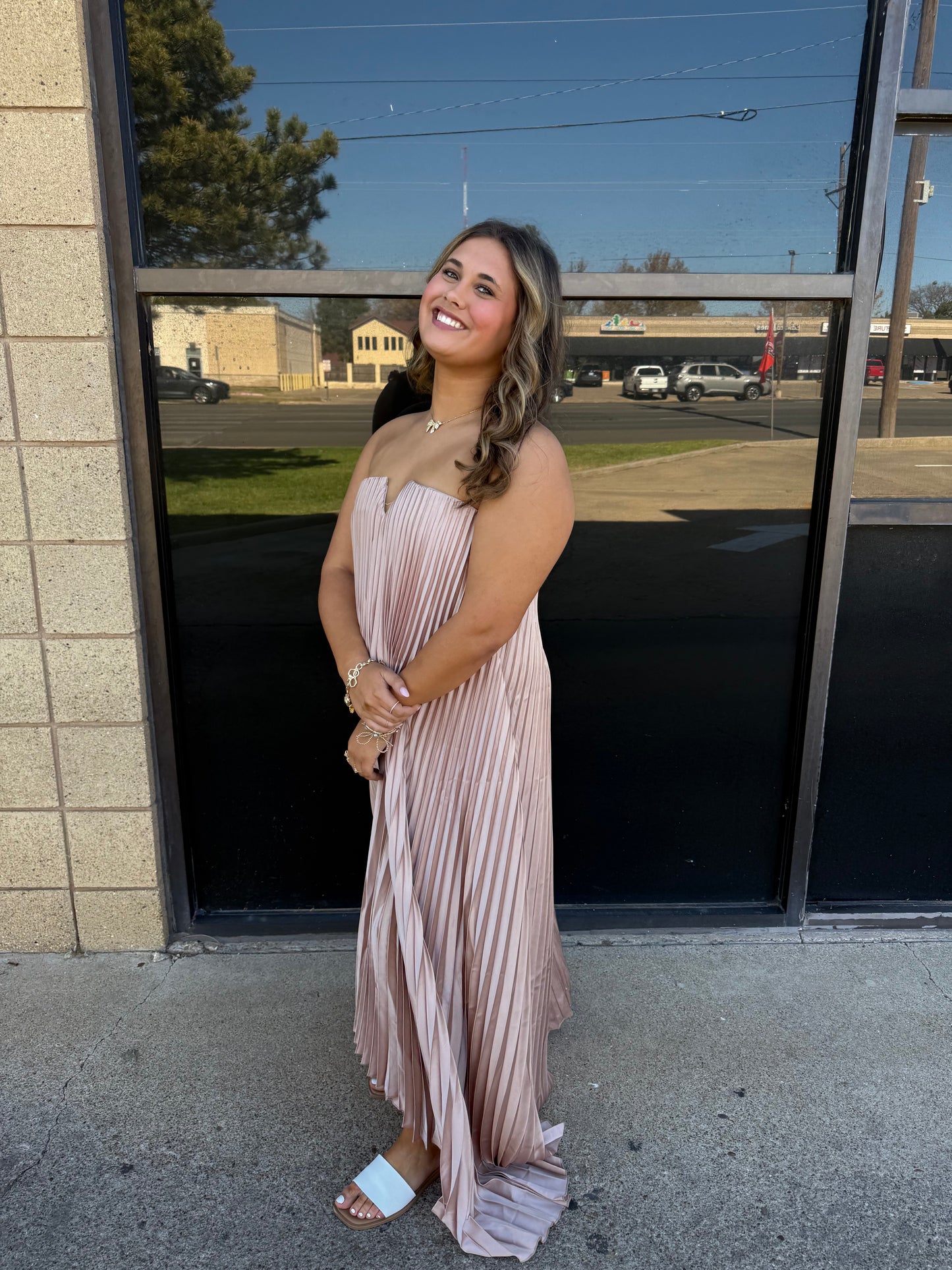 Satin Soirée Dress - GOLD