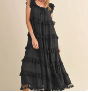 &Merci Moonlit Grace midi dress featuring a flowing silhouette and elegant design, perfect for stylish evening wear.