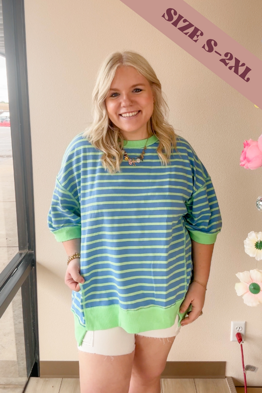 The Wanda Tunic Tee - Blue/Green