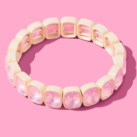 White Enamel Stretch Bracelet - Taylor Elliot