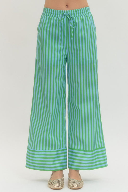 Sunshine Stripe Pants - Green - Torque Fashion