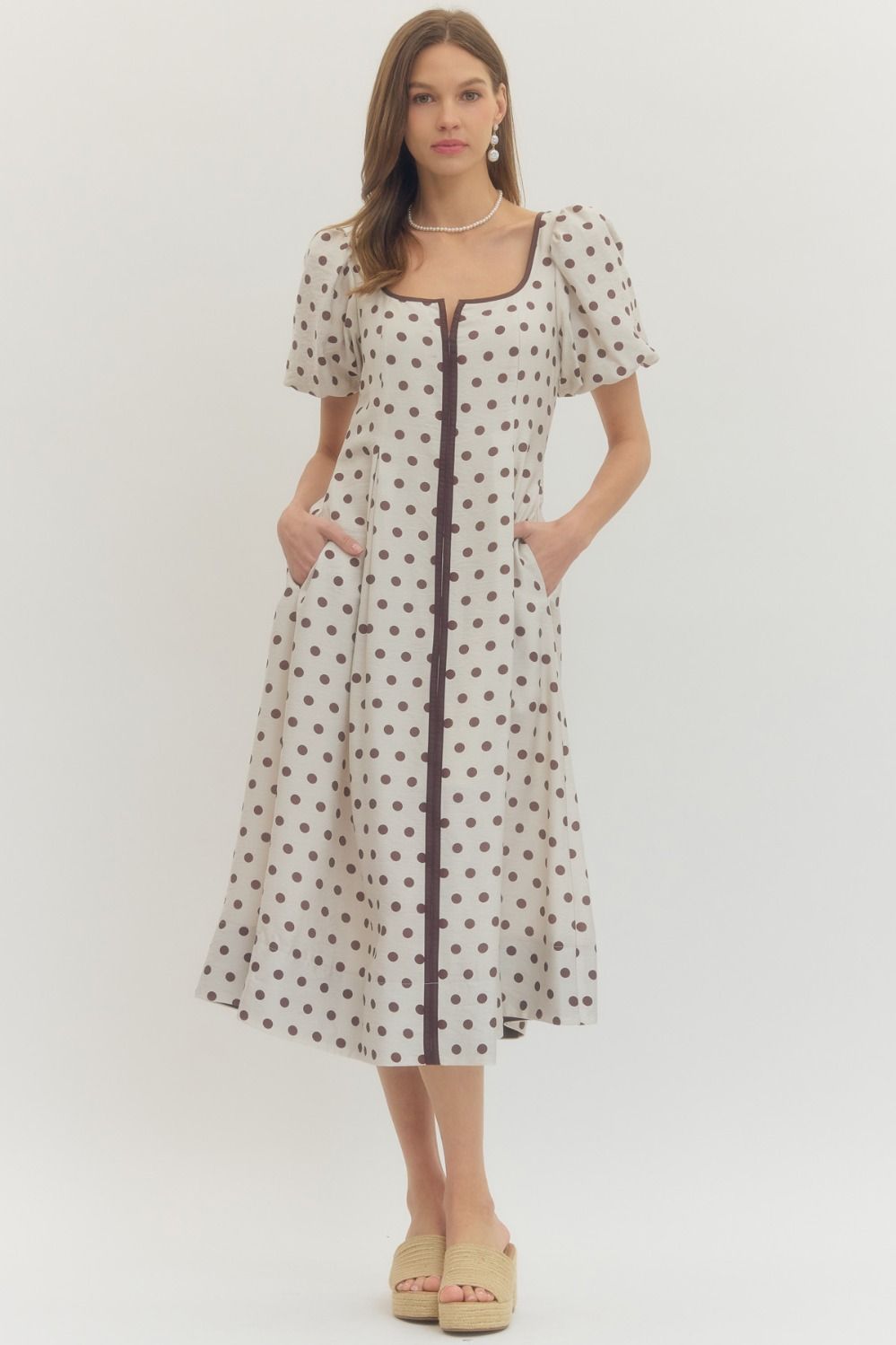 Sienna Cream Polka Dot Maxi Dress