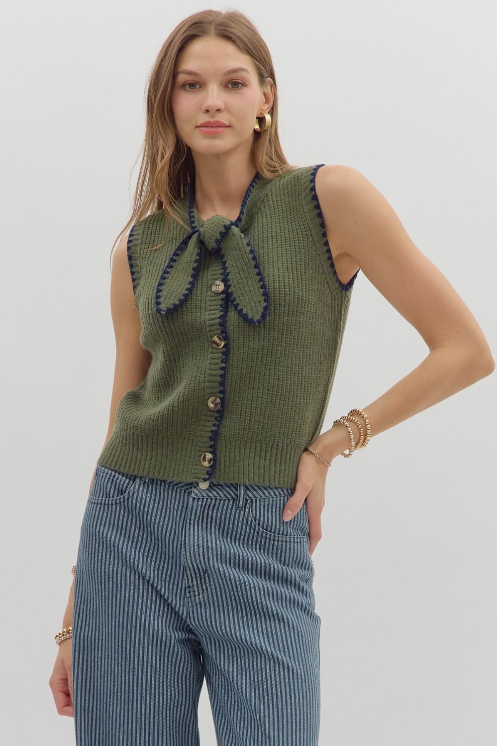 Knots & Needles Top - OLIVE