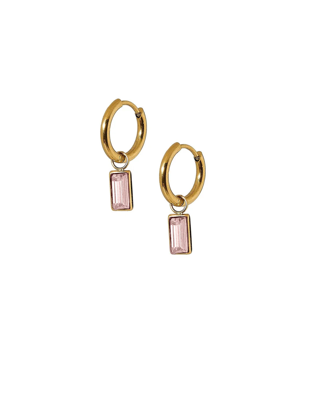 Linny Co. - Edith Huggie Charm Earrings - Pink/Gold