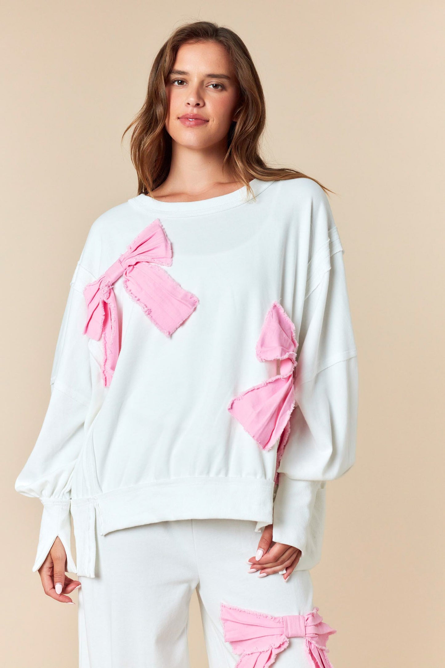 Bow & Cozy French Terry Pullover