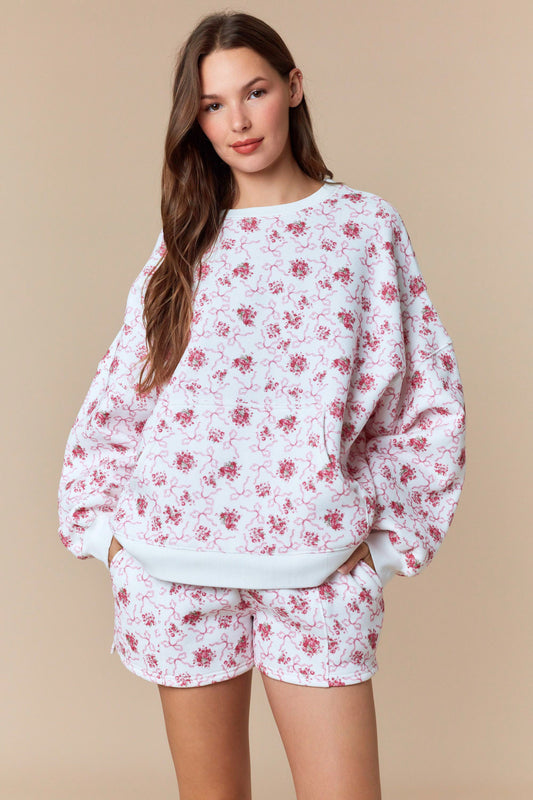 Frosted Blooms Fleece Sweatshirt