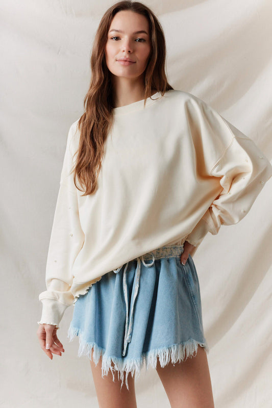 Pearl Crush Pullover Top - Ivory