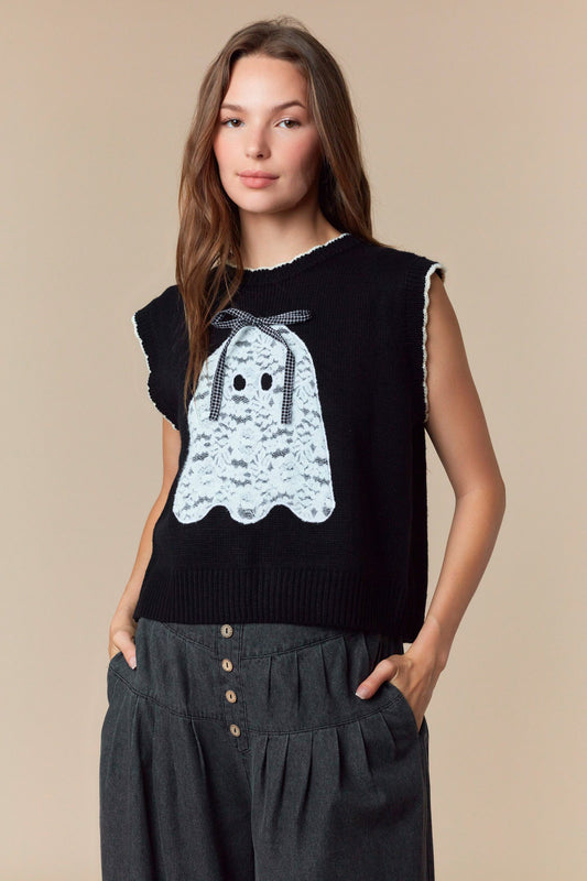 Hey Boo Sweater Vest Top