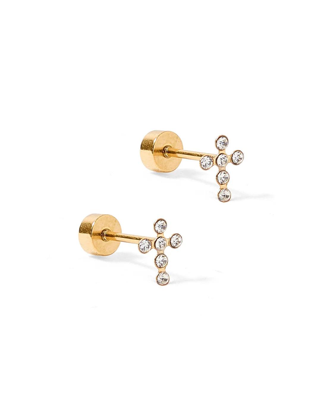 Clara Cross Studs - Screwback Earrings