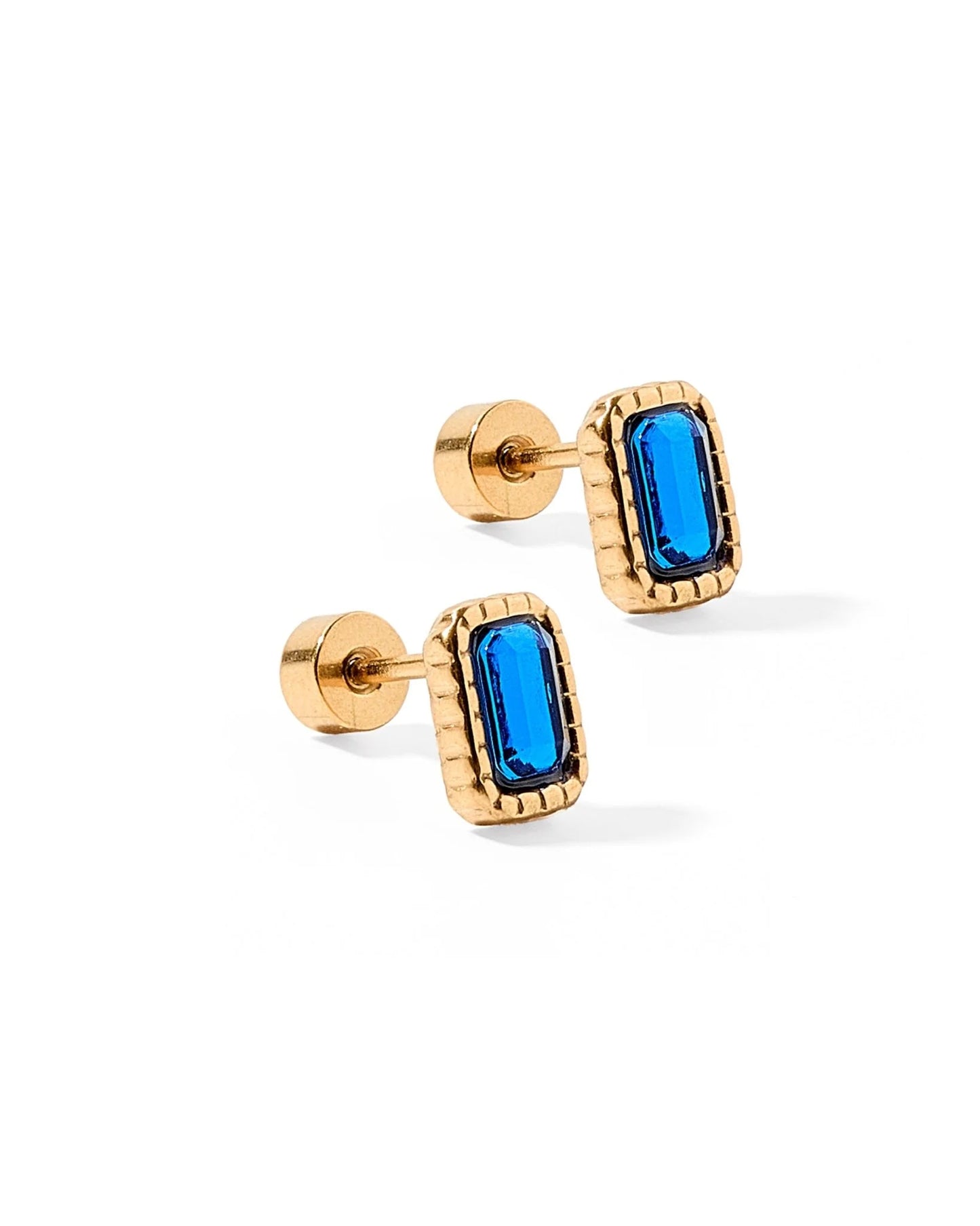 Madison Sapphire Studs - Screwback Earrings