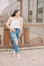 Bling Distressed Mom Jeans